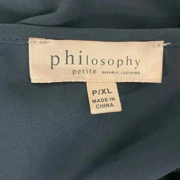 PHILOSOPHY Lace cap sleeved navy blouse Petite XL Extra Large Sheer - Picture 5 of 5